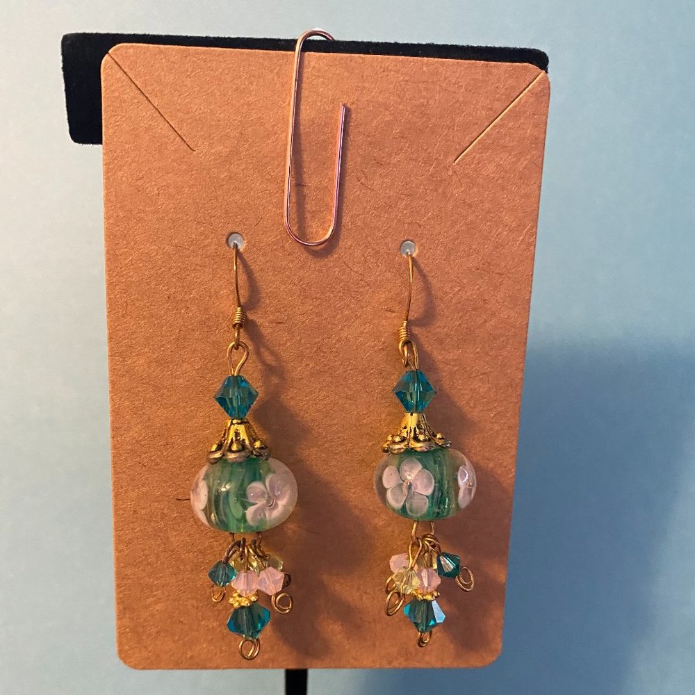 Handmade aqua dangle earrings
